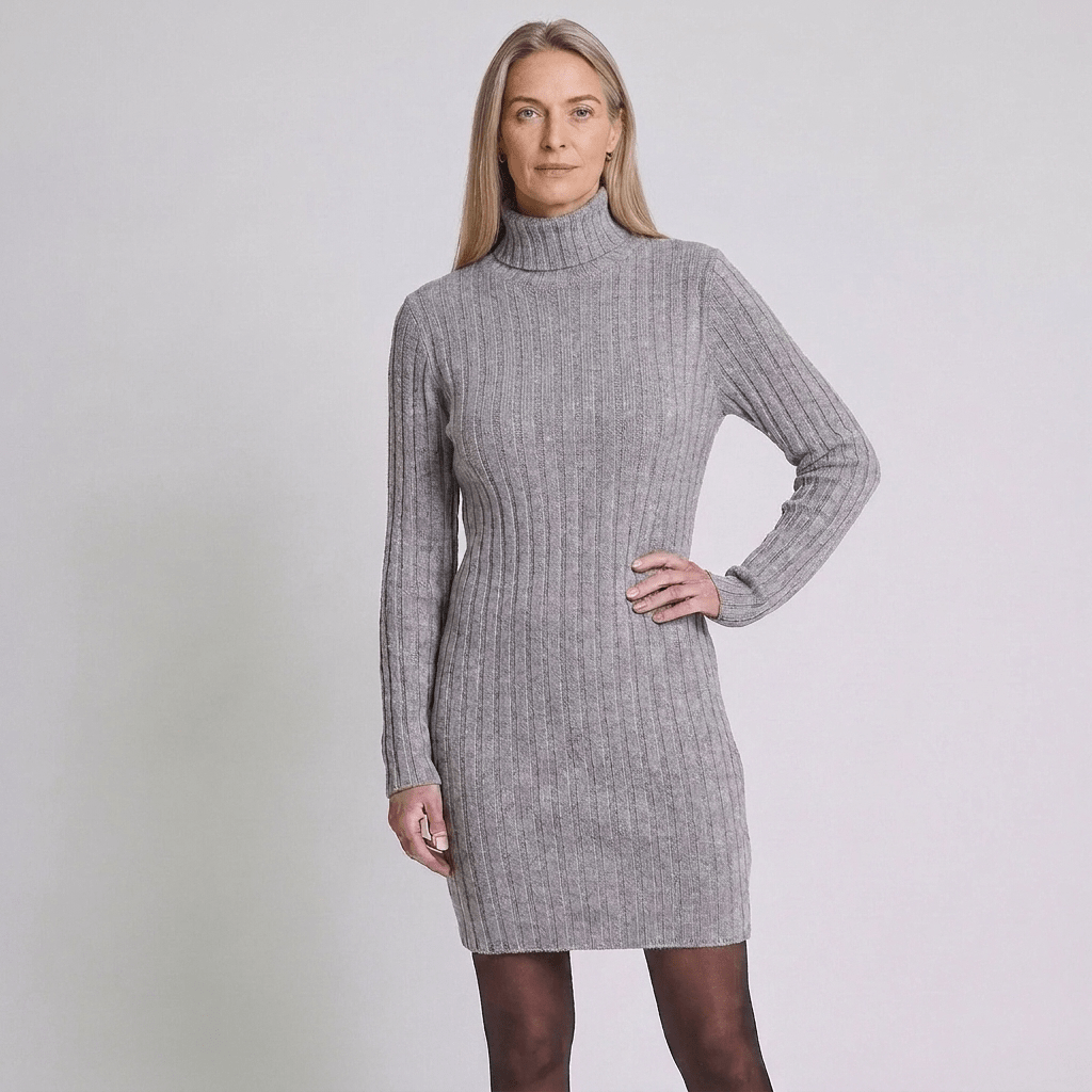 Cleo | Women's Roll-Neck Long-Sleeve Fitted Mini Dress