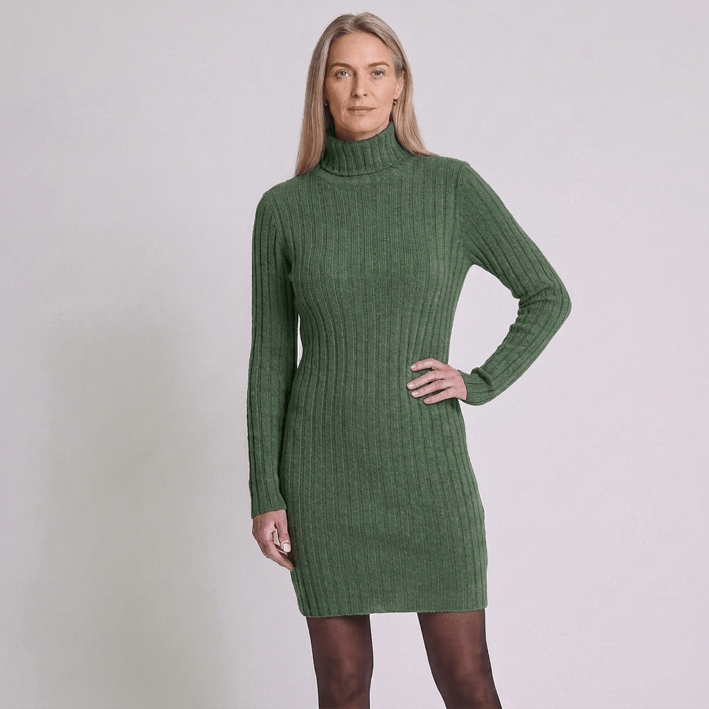 Cleo | Women's Roll-Neck Long-Sleeve Fitted Mini Dress