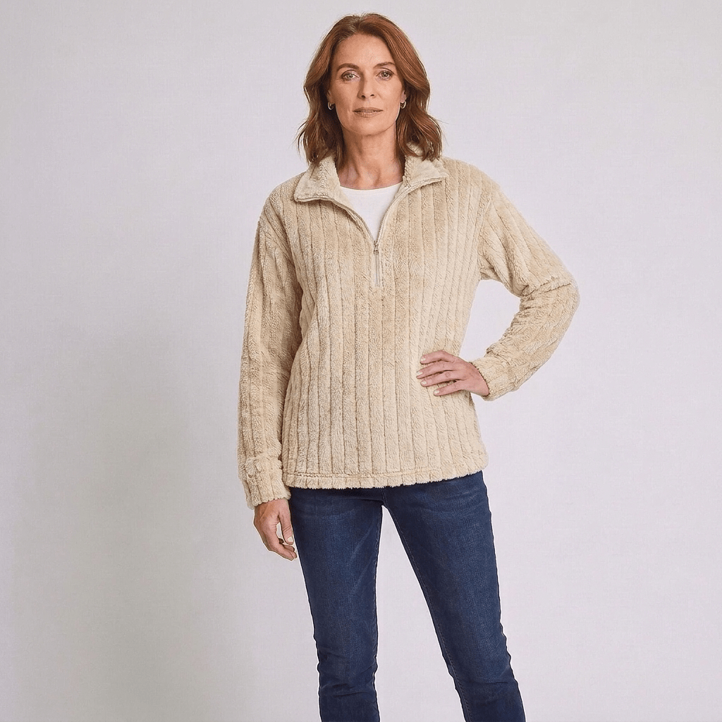 Lola | Women's Ribbed Quarter-Zip Knit Jumper