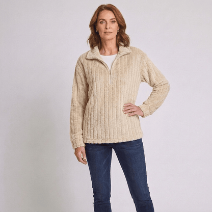 Lola | Women's Ribbed Quarter-Zip Knit Jumper