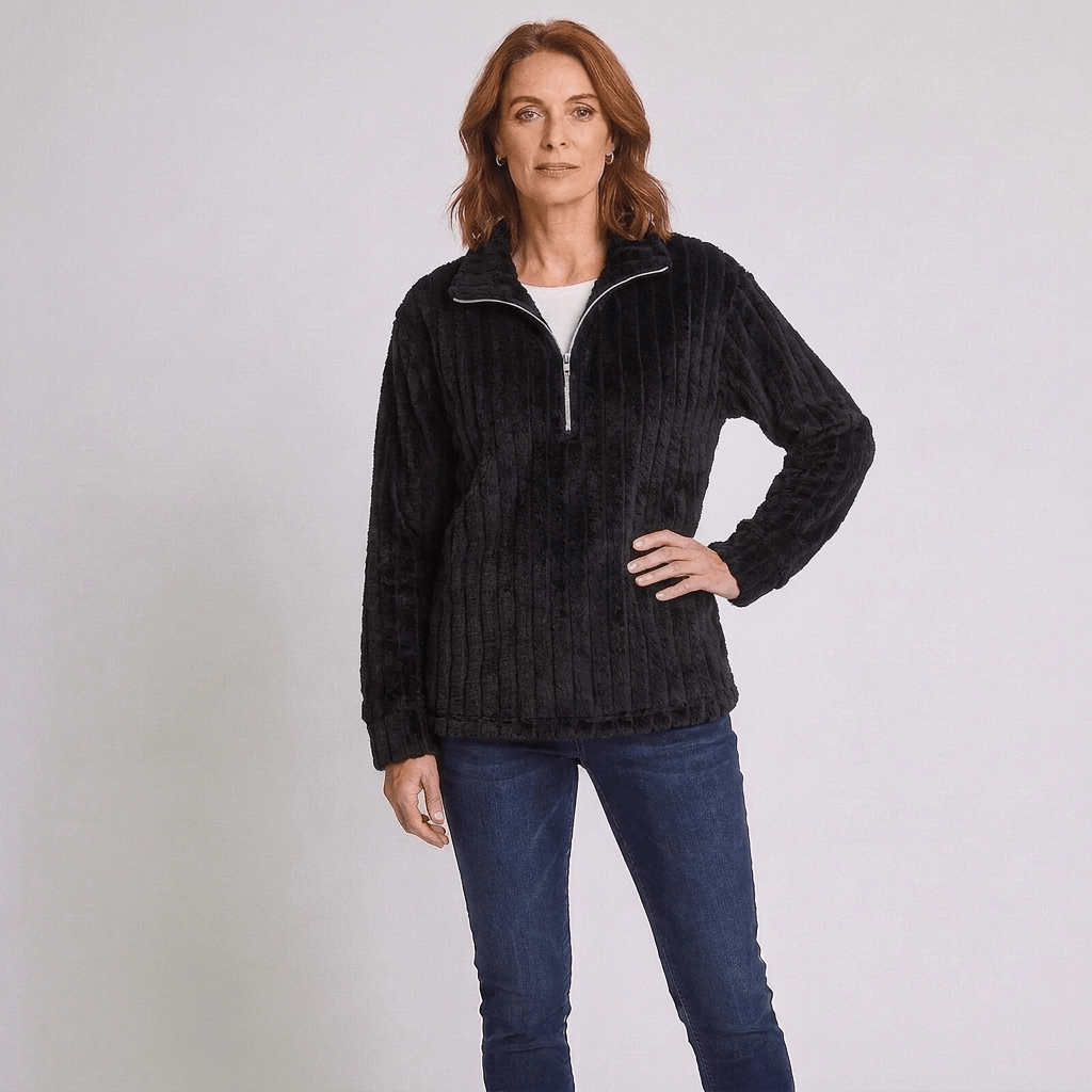 Lola | Women's Ribbed Quarter-Zip Knit Jumper