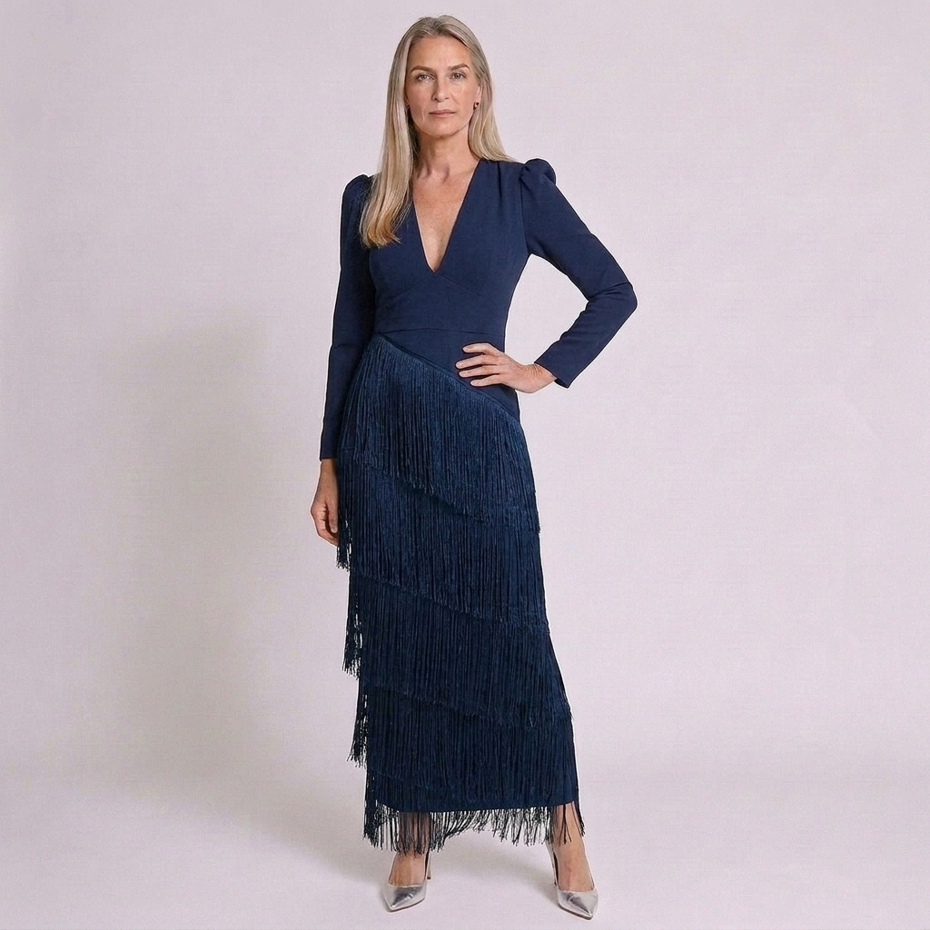 Kaia | Abendkleid für besondere Anlässe mit Fransärmeln für Damen