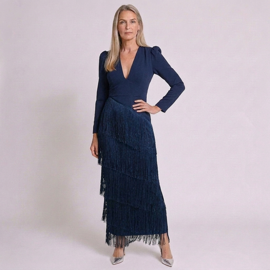Kaia | Women's Fringe Sleeve Evening Occasion Dress