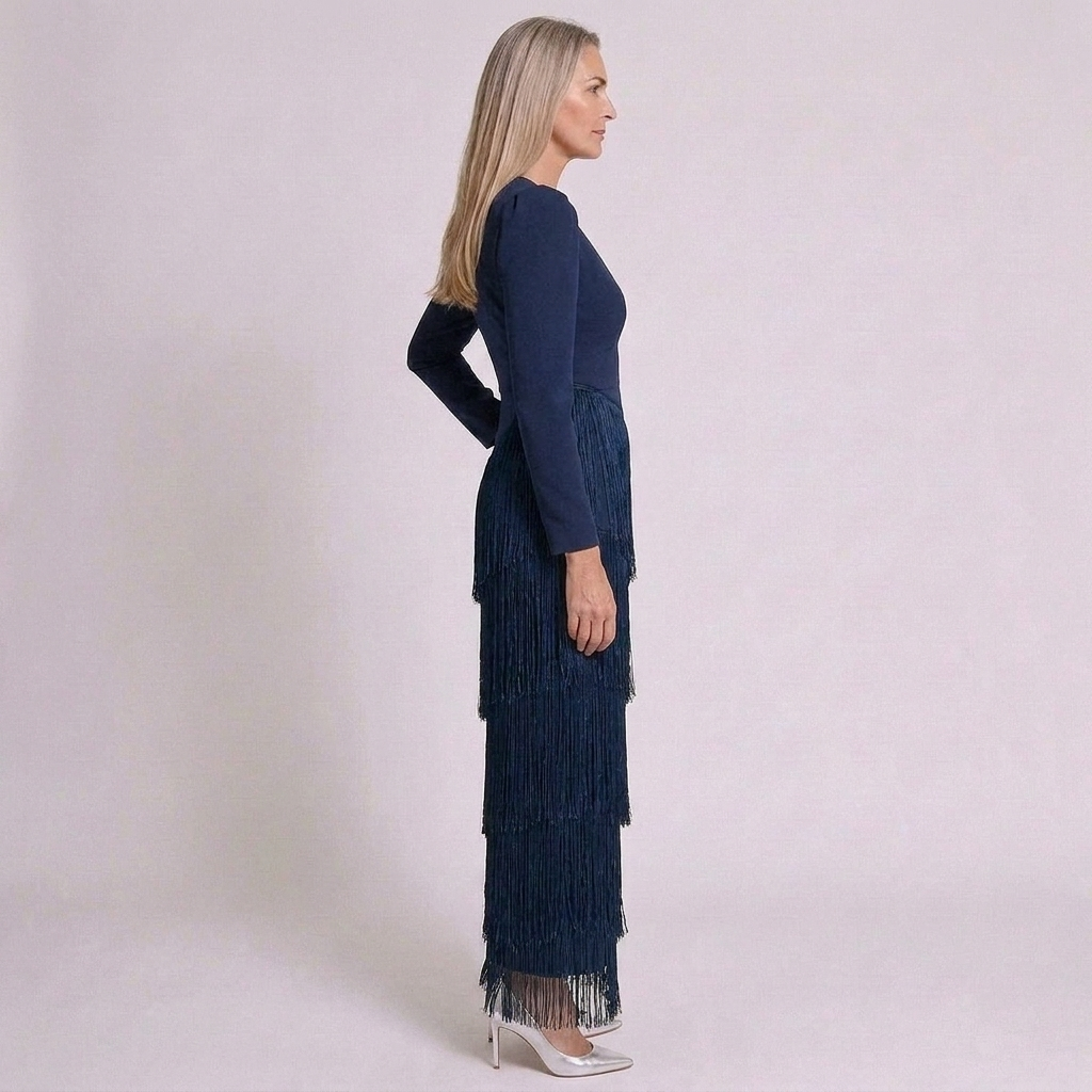 Kaia | Abendkleid für besondere Anlässe mit Fransärmeln für Damen