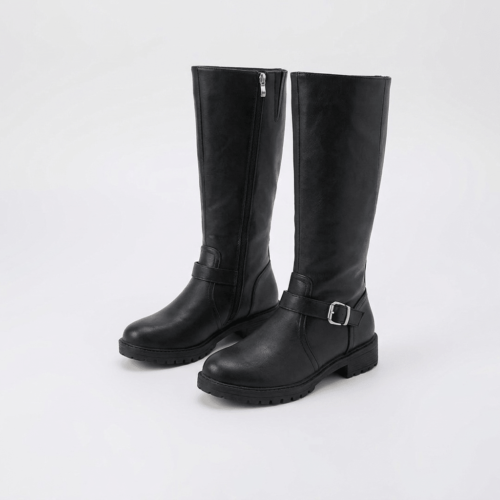 Buckle Detail Knee-High Riding Boots