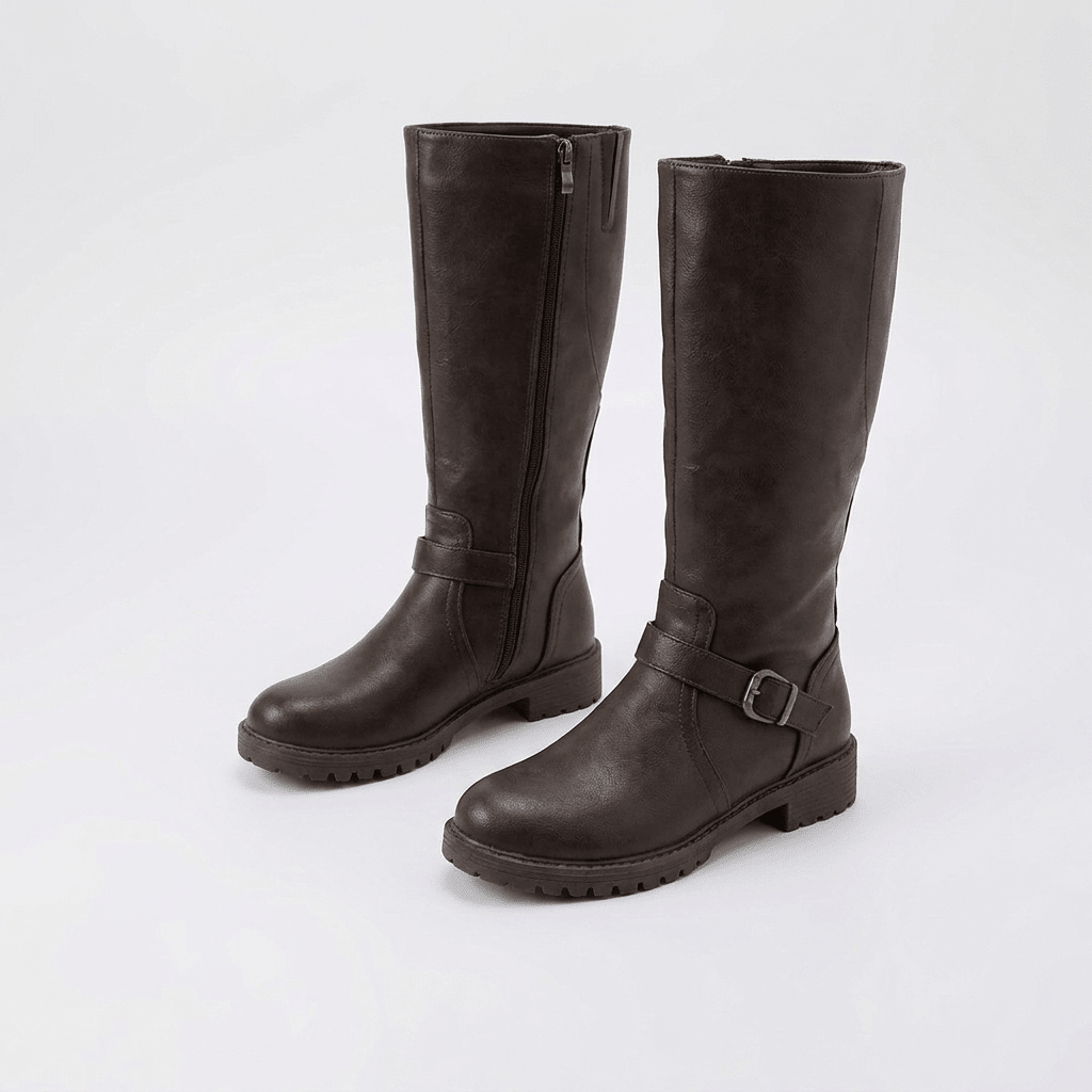 Buckle Detail Knee-High Riding Boots