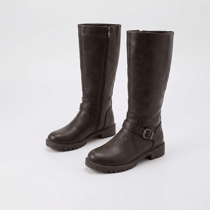Buckle Detail Knee-High Riding Boots