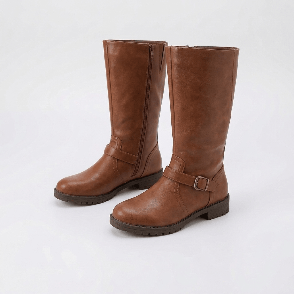 Buckle Detail Knee-High Riding Boots
