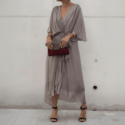 GraceFlow Tie Waist Midi Dress