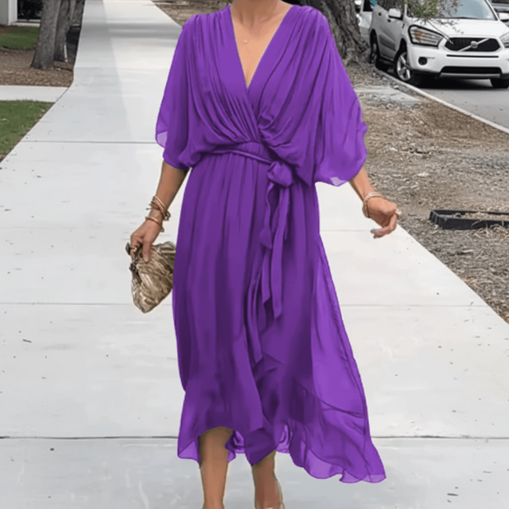 GraceFlow Tie Waist Midi Dress