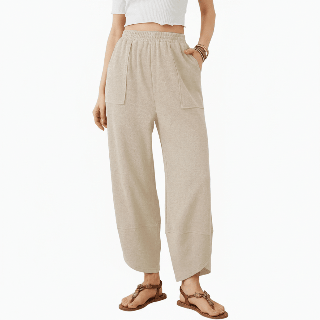 Cozy Elastic Waist Wide Leg Pants