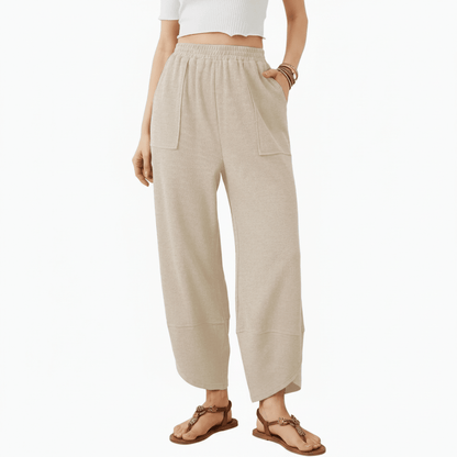 Cozy Elastic Waist Wide Leg Pants