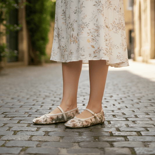 Embroidered Mary Jane Flat