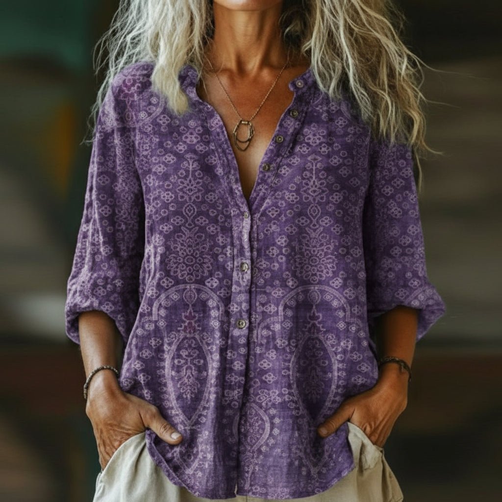 Boho Print Long Sleeve Blouse