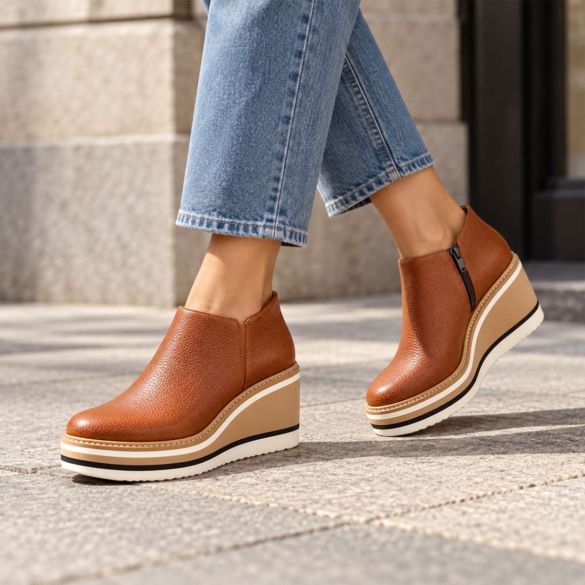 Platform Side-Zip Ankle Boots