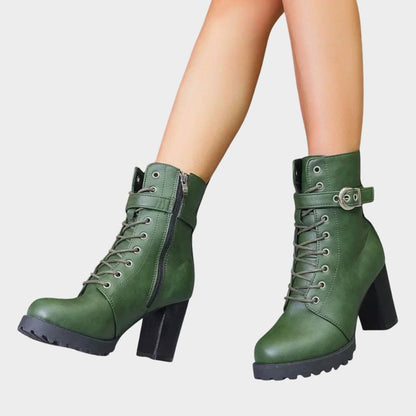 Lace-Up Block Heel Ankle Boots