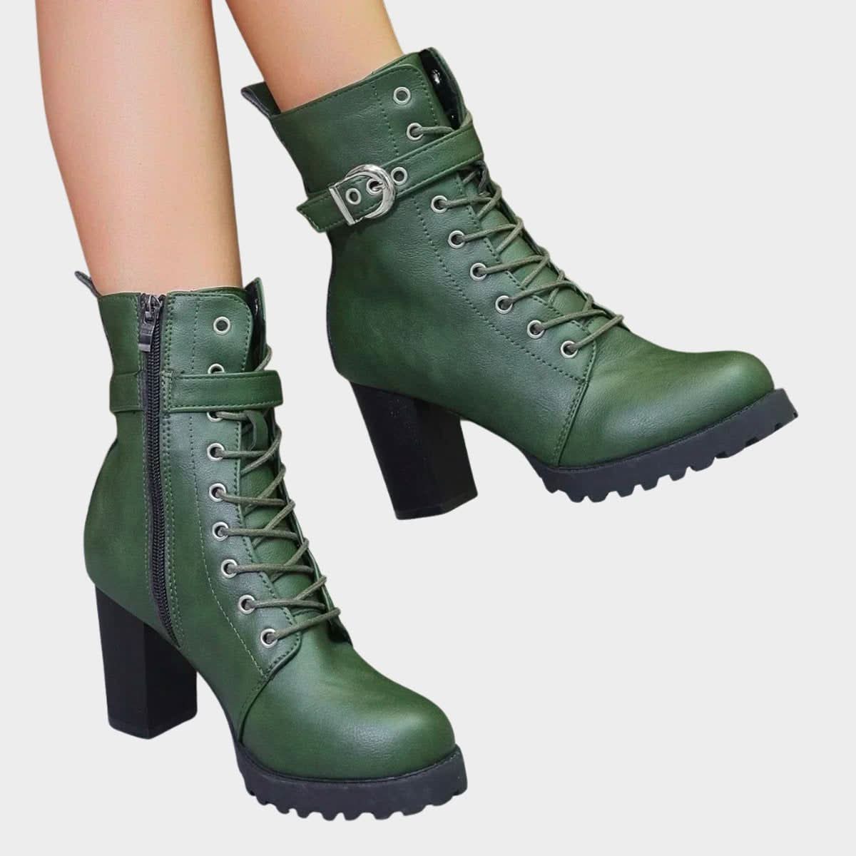 Lace-Up Block Heel Ankle Boots