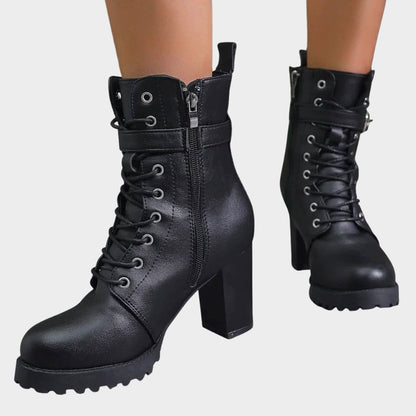 Lace-Up Block Heel Ankle Boots