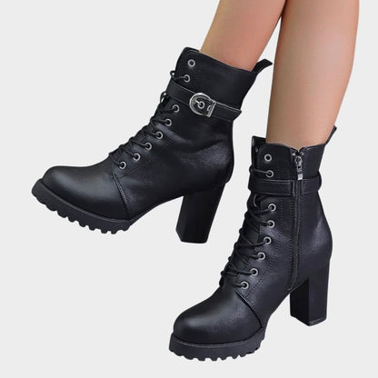 Lace-Up Block Heel Ankle Boots