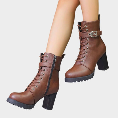 Lace-Up Block Heel Ankle Boots