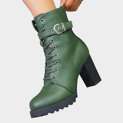 Lace-Up Block Heel Ankle Boots