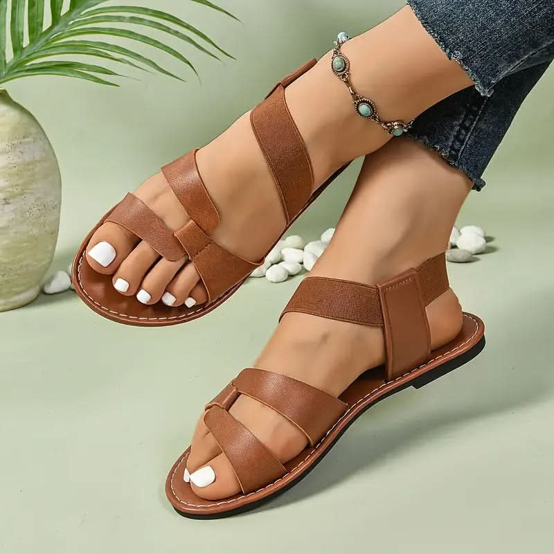 Open Toe Strap Flat Sandals
