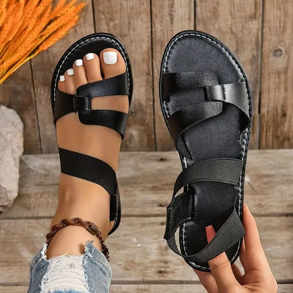 Open Toe Strap Flat Sandals