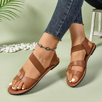 Open Toe Strap Flat Sandals