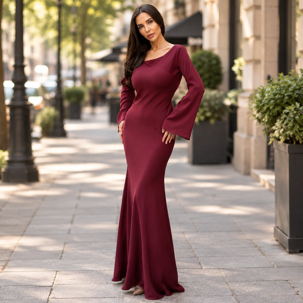 Elegant Long-Sleeve Maxi Dress