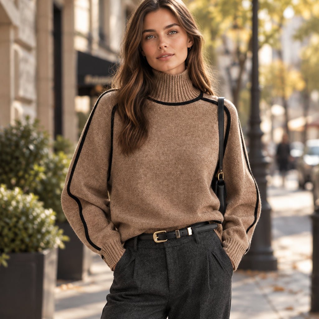 Women's Color-Block Turtleneck Sweater