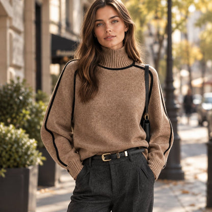 Women's Color-Block Turtleneck Sweater