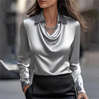 Chic Draped Blouse Elegant Neckline