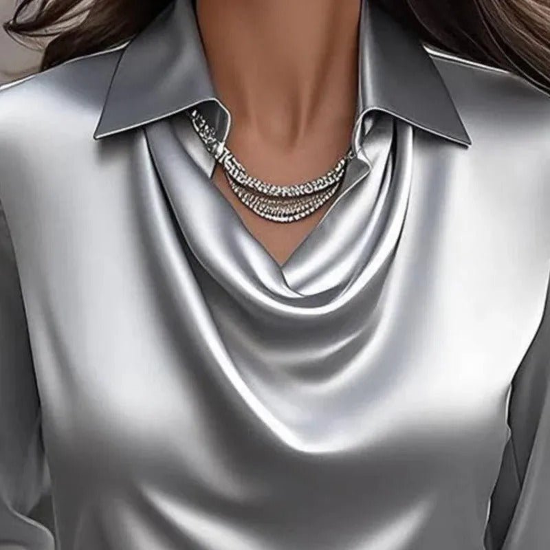 Chic Draped Blouse Elegant Neckline