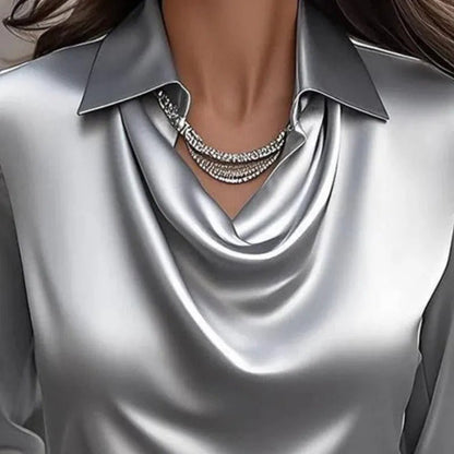 Chic Draped Blouse Elegant Neckline