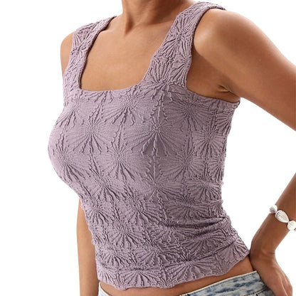 Textured Jacquard Crop Tank