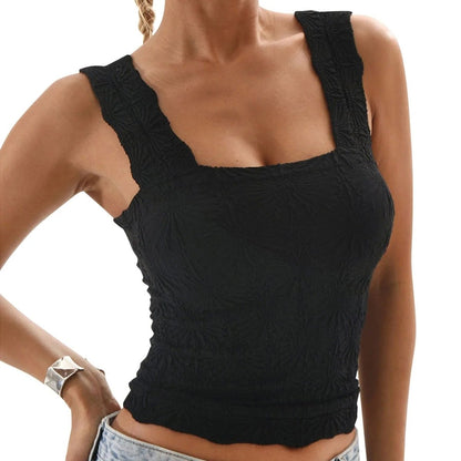 Textured Jacquard Crop Tank