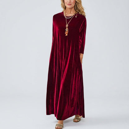Maren | Women's Velvet Maxi Dress with 3/4 Sleeves