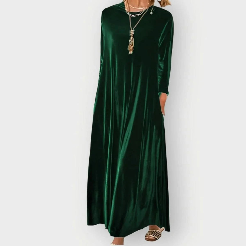 Maren | Women's Velvet Maxi Dress with 3/4 Sleeves