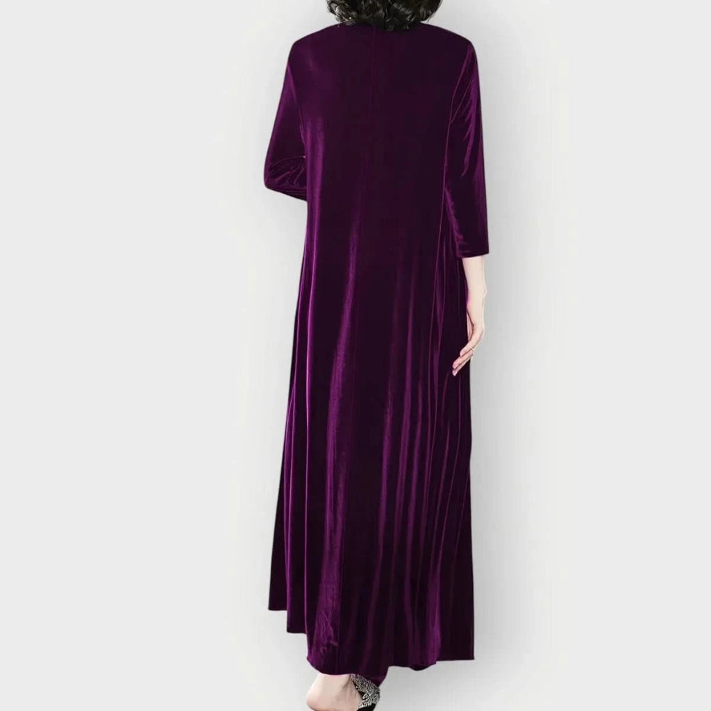 Maren | Women's Velvet Maxi Dress with 3/4 Sleeves