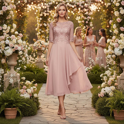 Midi-Kleid mit ausgestelltem Rock und hoher Taillenlinie