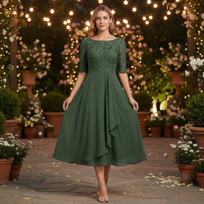Midi-Kleid mit ausgestelltem Rock und hoher Taillenlinie