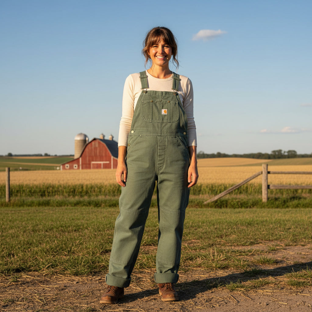 Camel Straight-Leg Bib Overalls for Women