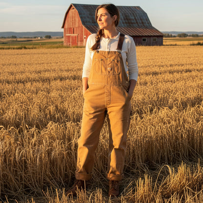 Camel Straight-Leg Bib Overalls for Women