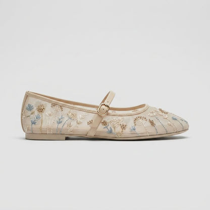 Bestickter Mary-Jane-Ballerina-Fetalschuhehe
