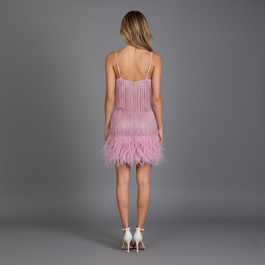 Glamorous Fringe Feather Mini Dress
