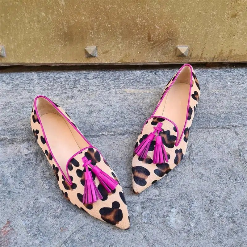 Chic Tassel Animal Print Ballet Flats