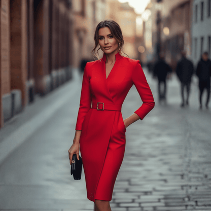 Tailored Belted Midi Dress