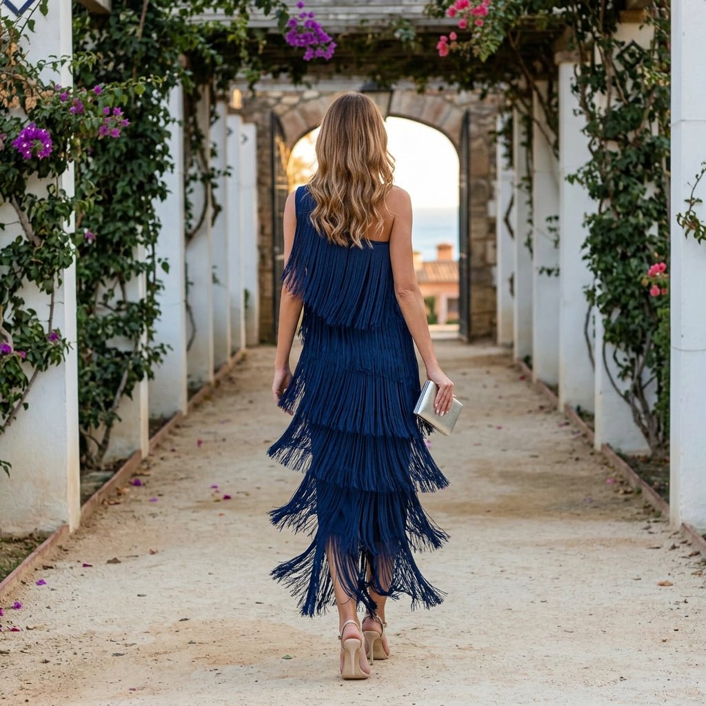 Blair | Women's One-Shoulder Fringe Maxi Dress
