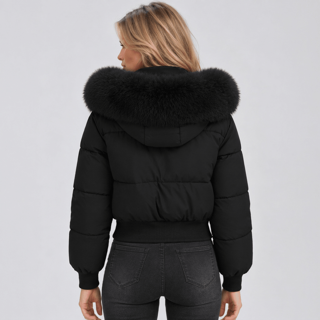 Romy black jacket, back view