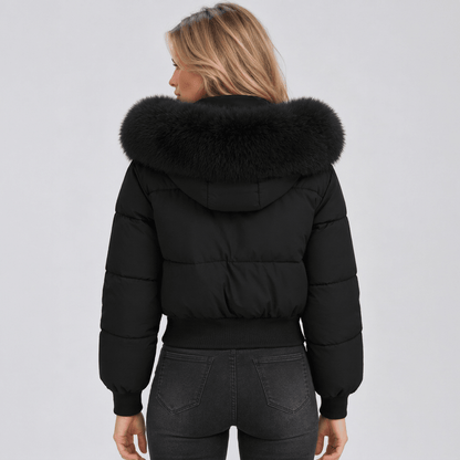 Romy black jacket, back view